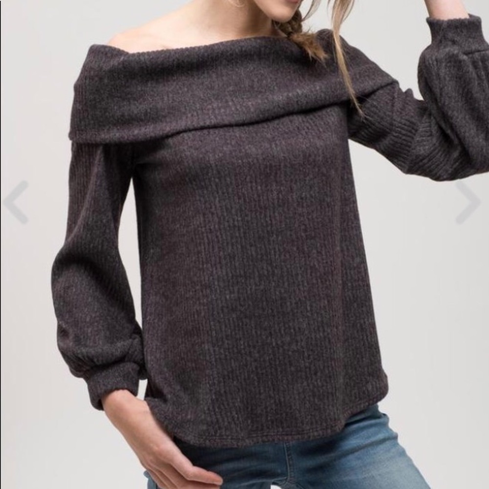 Charcoal Off the Shoulder Top